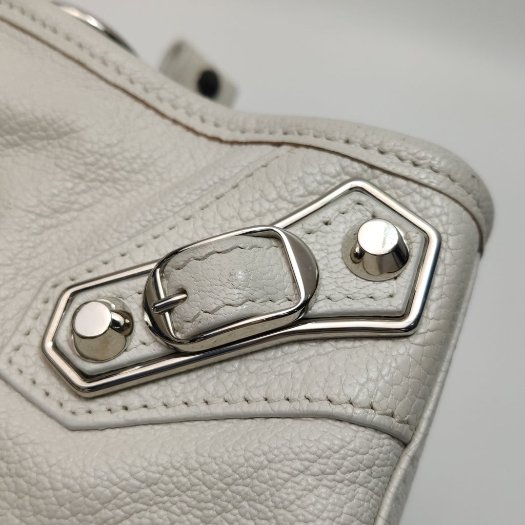 Balenciaga Mini City Metallic Edge White SHW