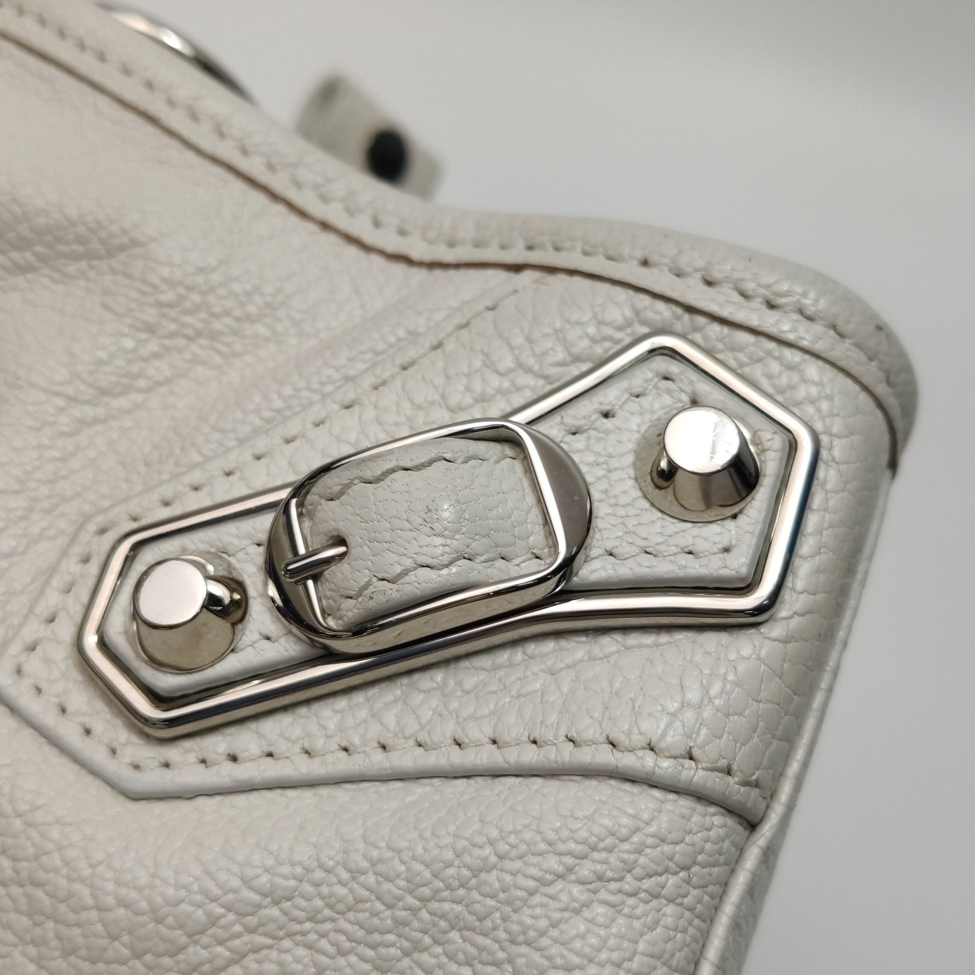 Balenciaga Mini City Metallic Edge White SHW