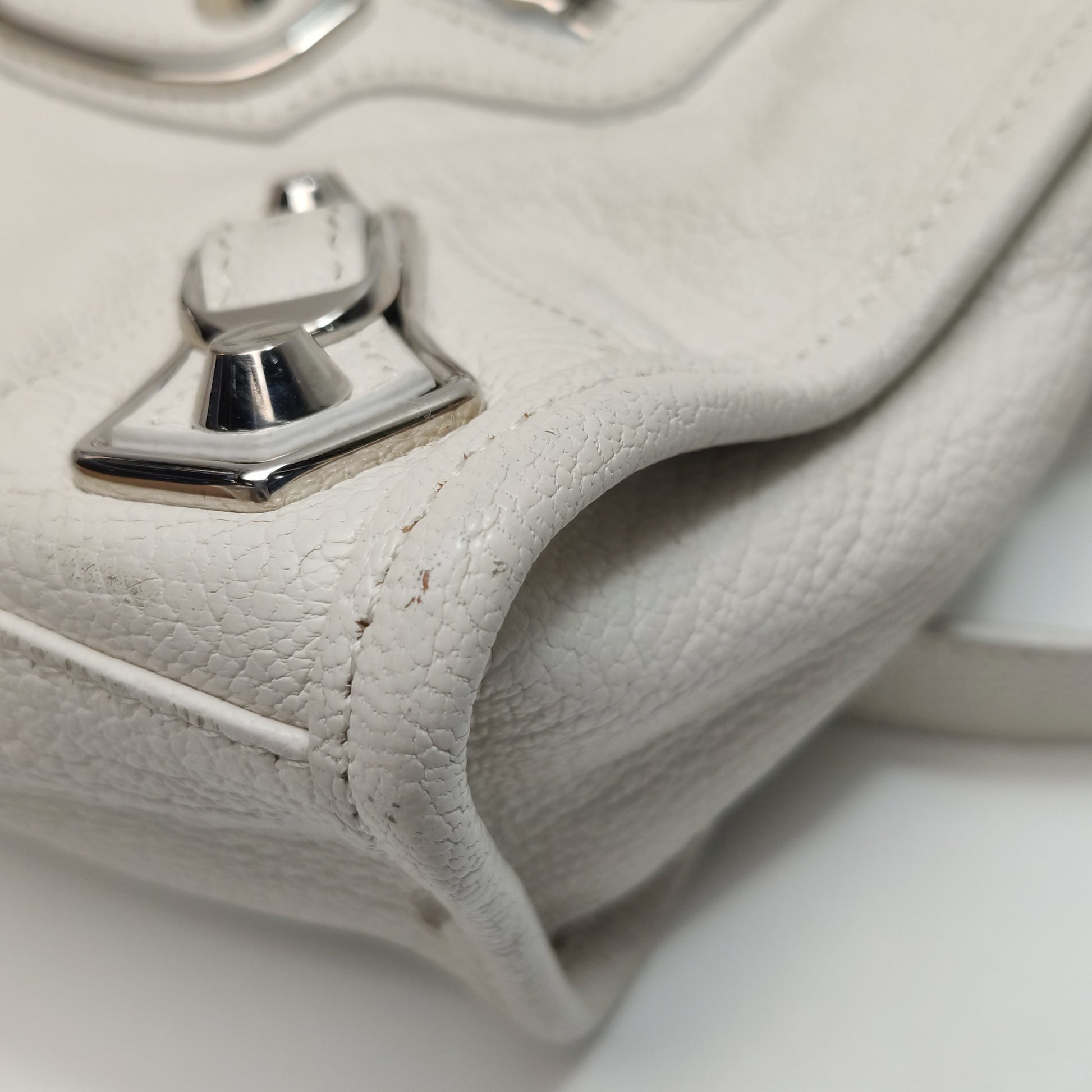 Balenciaga Mini City Metallic Edge White SHW