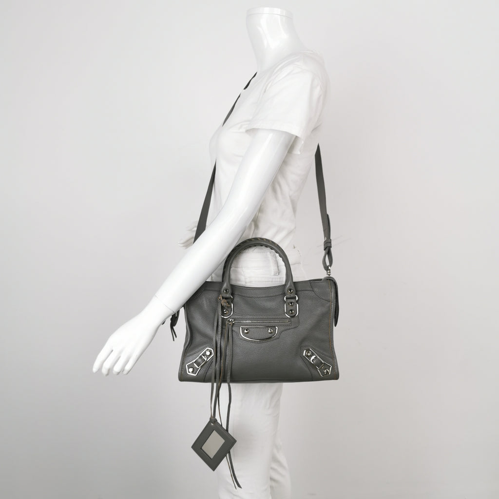 Balenciaga Small City Metallic Edge Gray