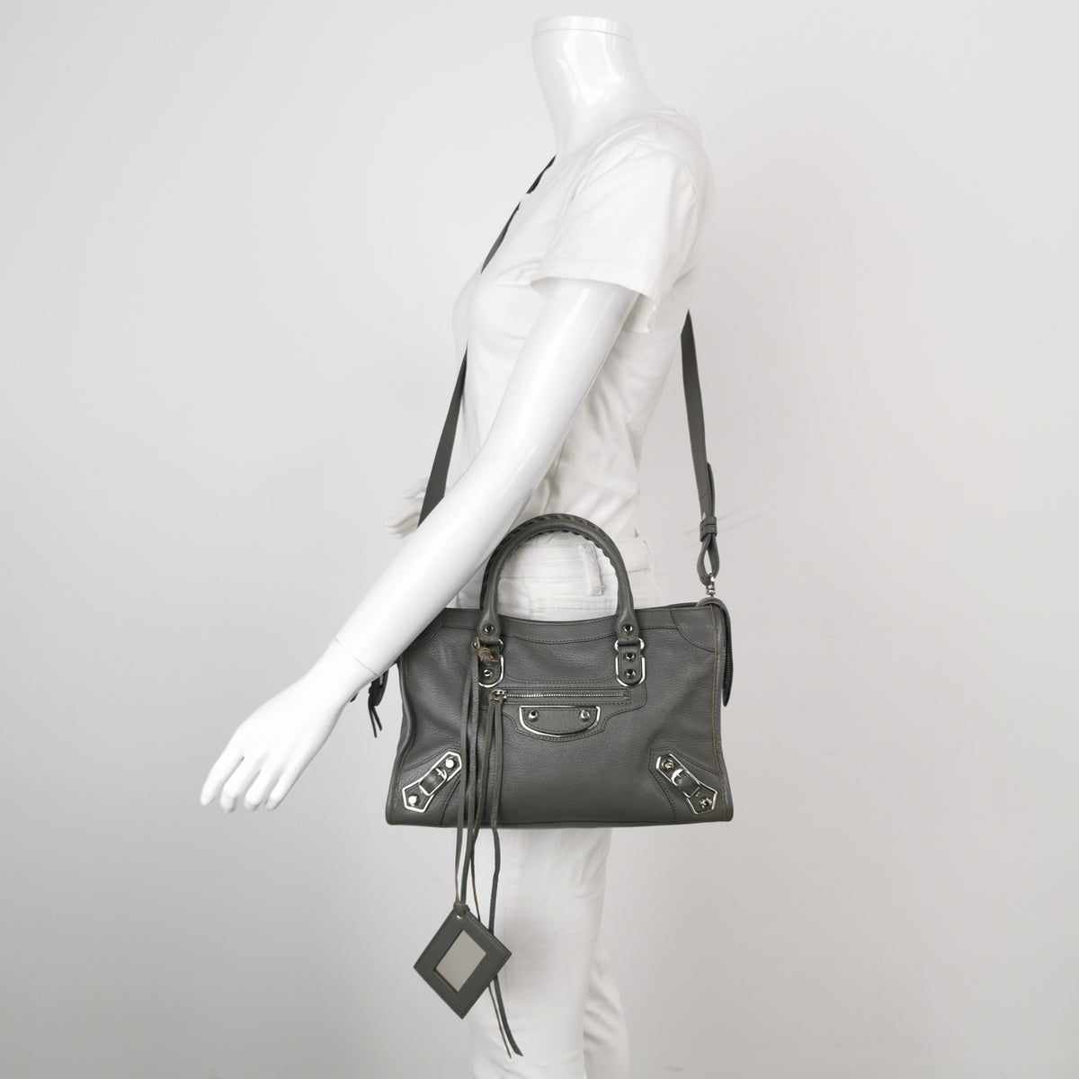 Balenciaga Small City Metallic Edge Gray