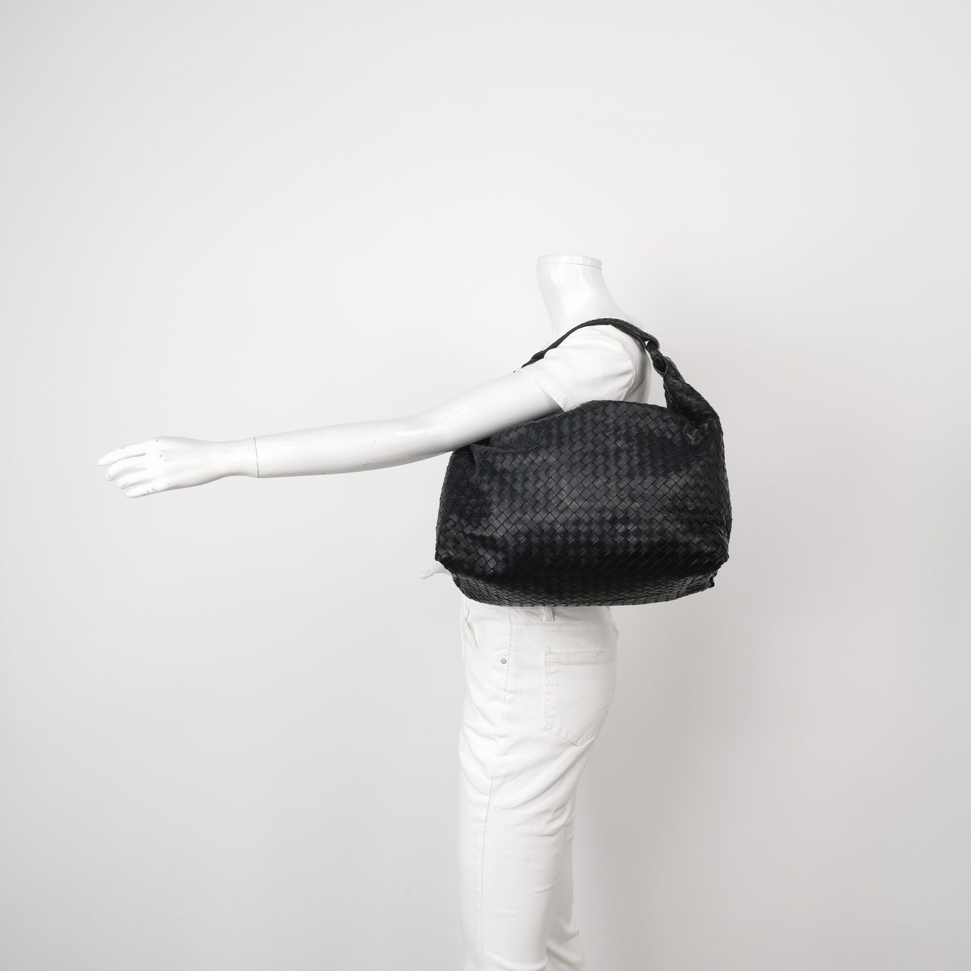 Bottega Veneta Sloane Intrecciato Hobo Bag Black