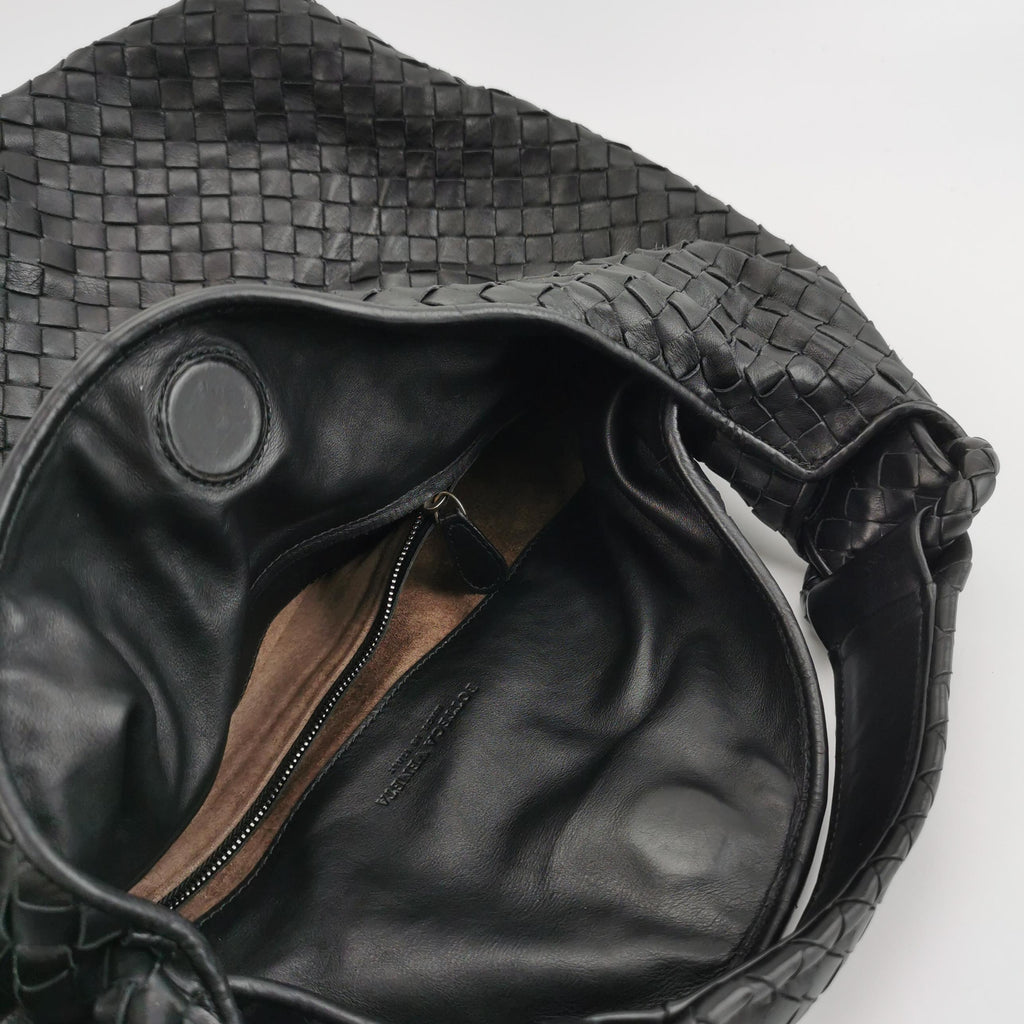 Bottega Veneta Sloane Intrecciato Hobo Bag Black
