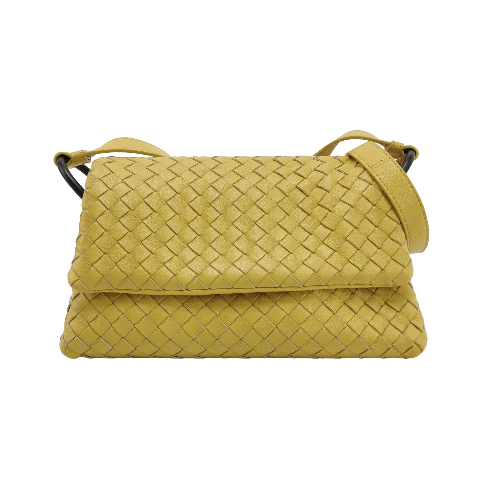 Bottega Veneta Intrecciato Flap Crossbody Yellow