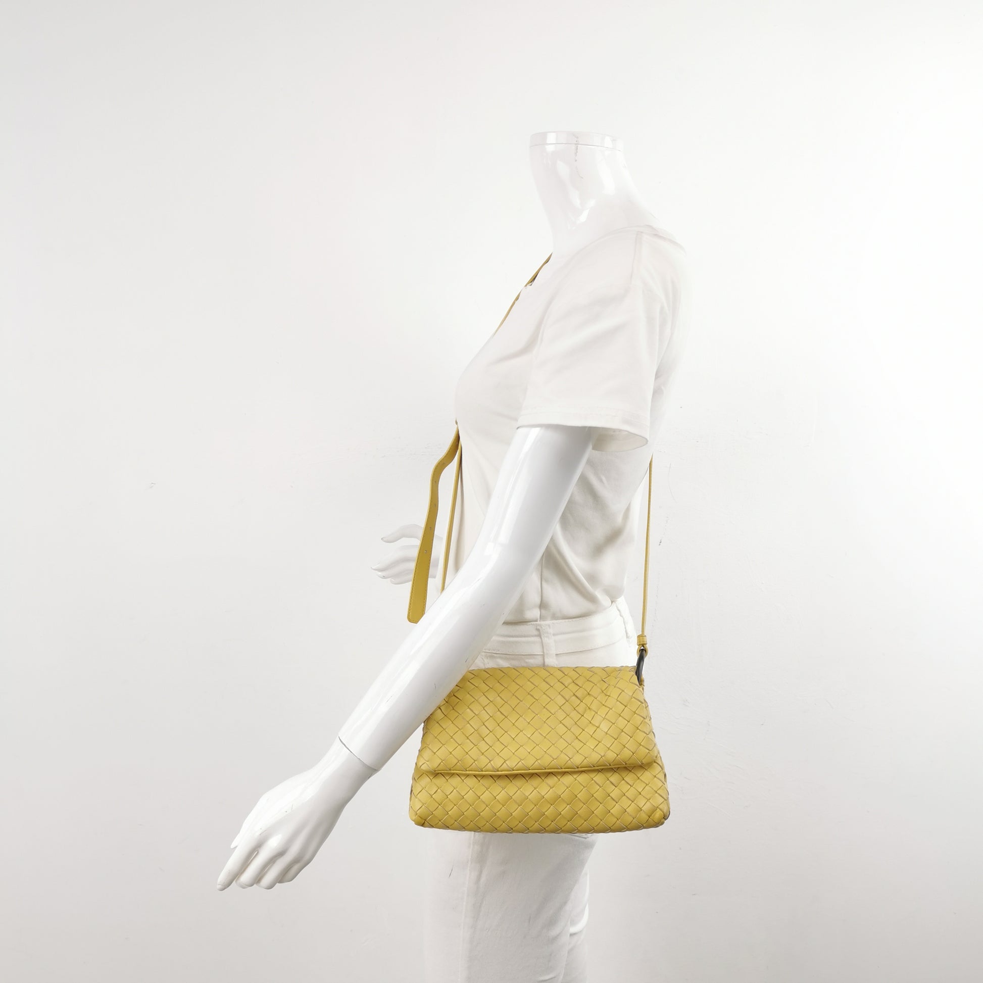 Bottega Veneta Intrecciato Flap Crossbody Yellow
