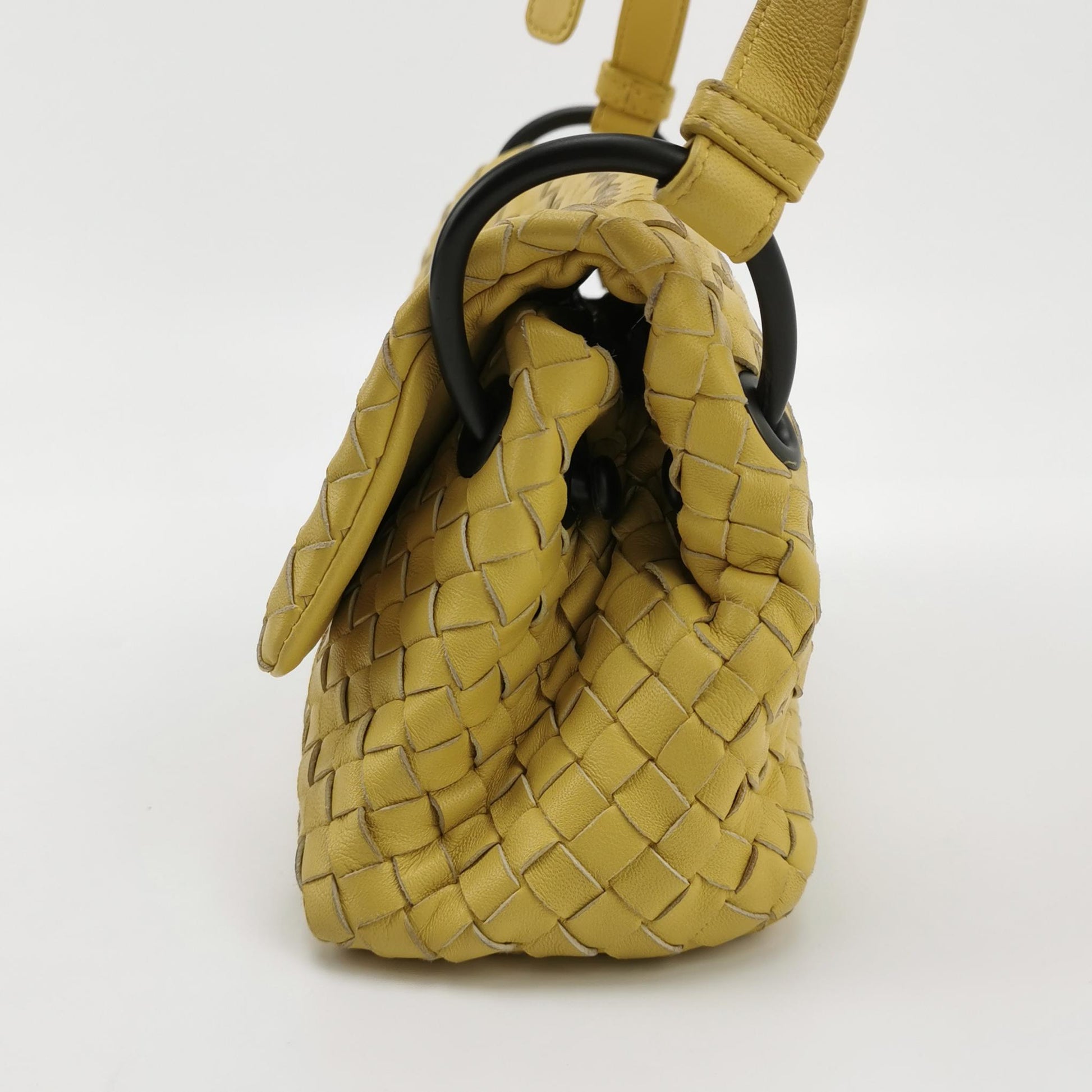 Bottega Veneta Intrecciato Flap Crossbody Yellow