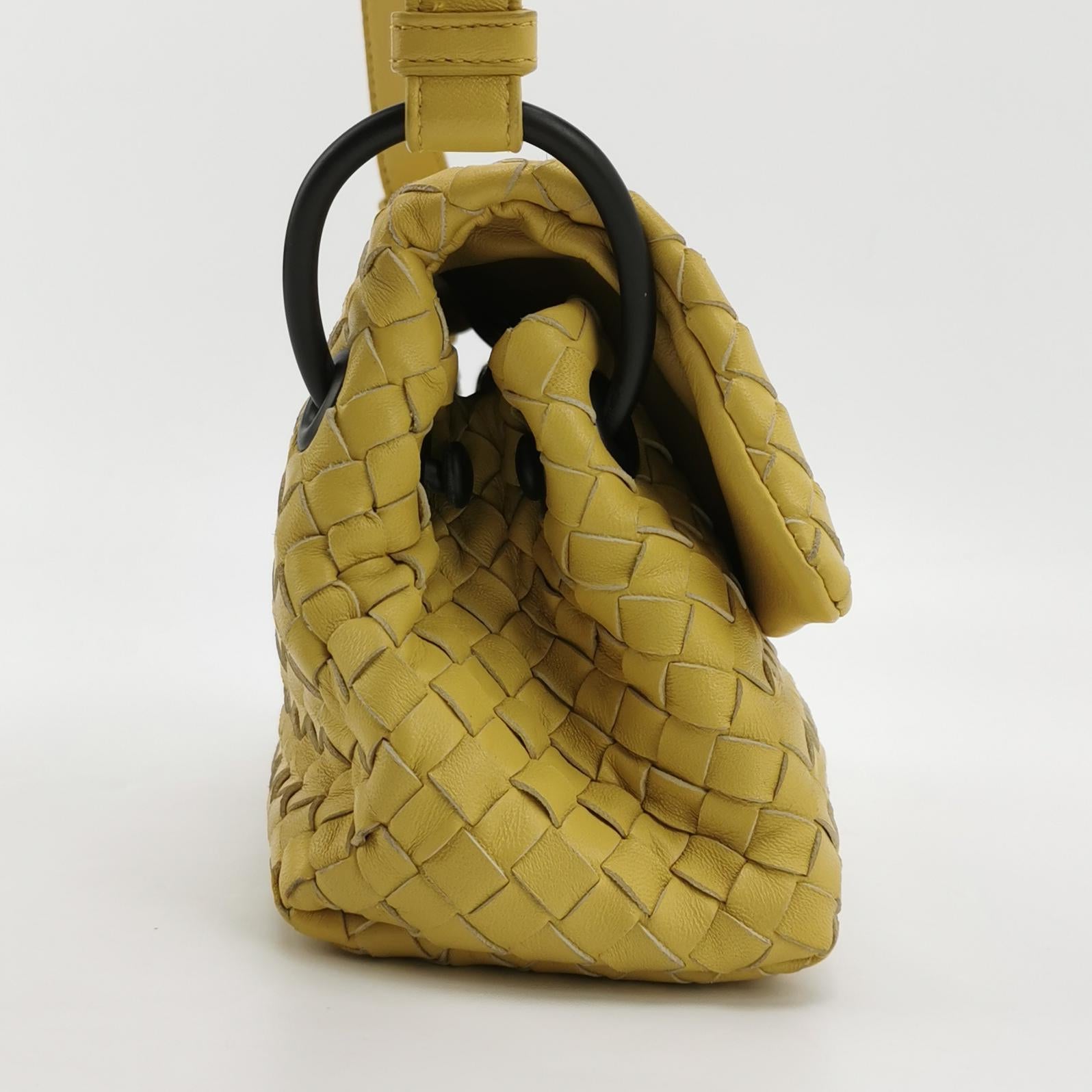 Bottega Veneta Intrecciato Flap Crossbody Yellow