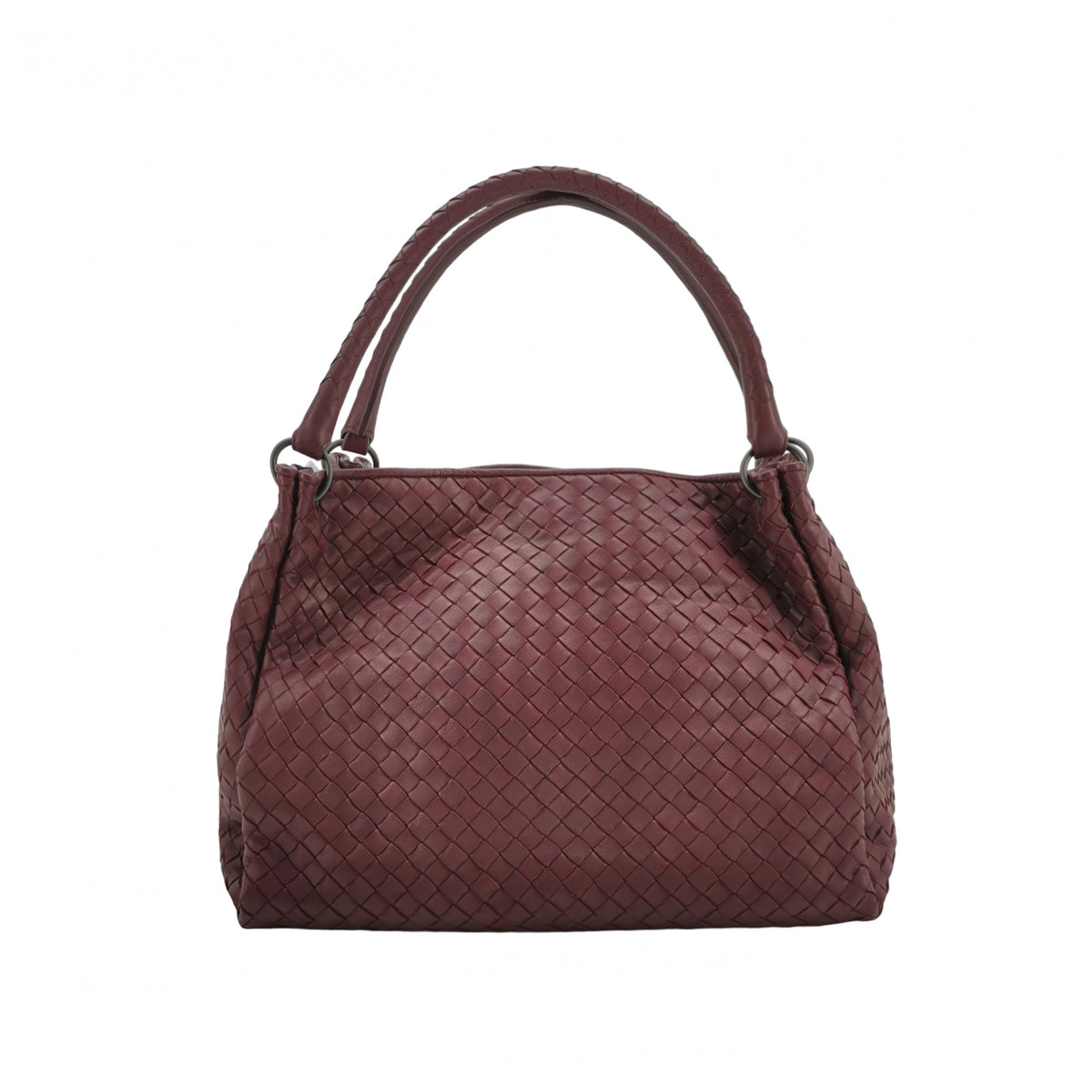 Bottega Veneta Intrecciato Shoulder Bag Burgundy