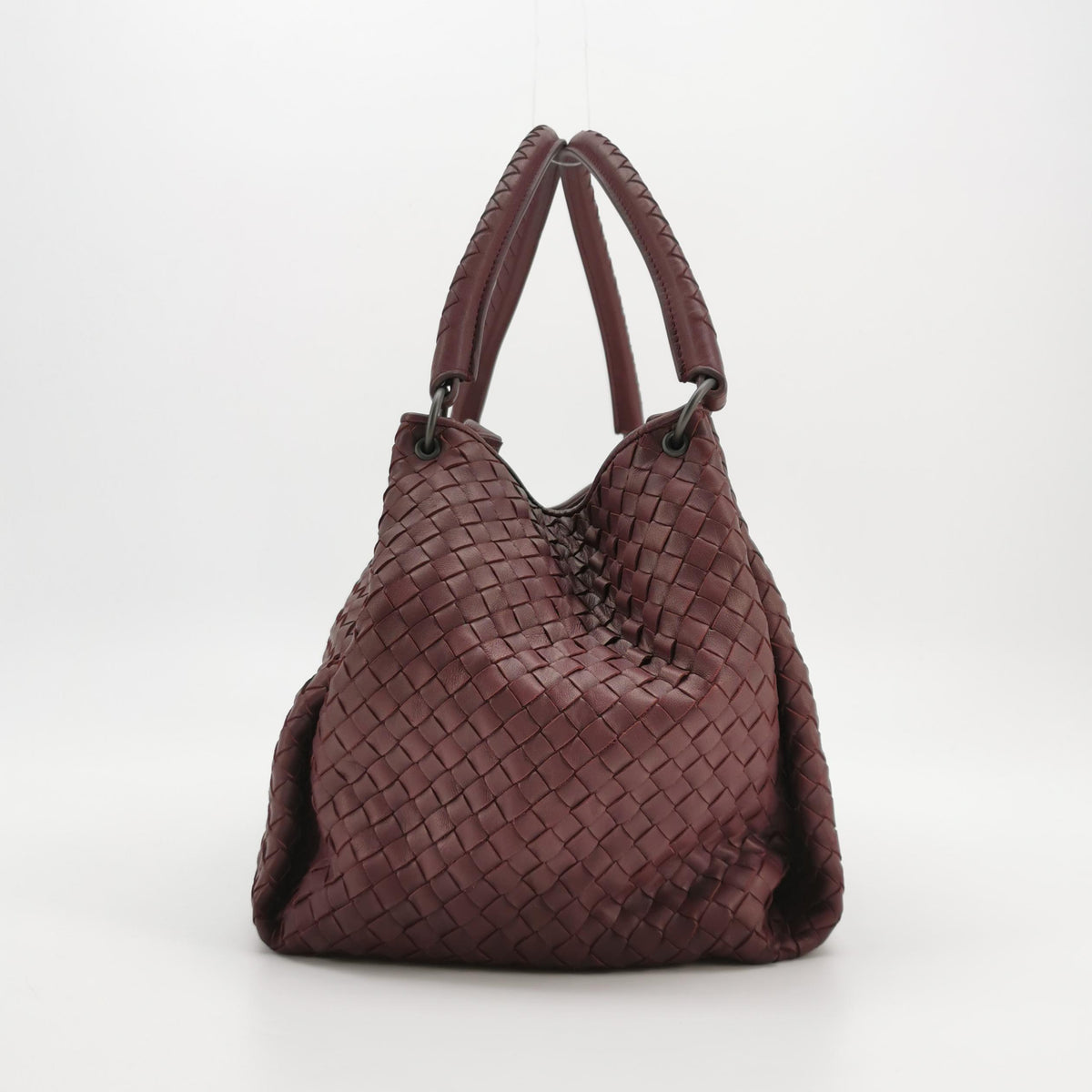 Bottega Veneta Intrecciato Shoulder Bag Burgundy
