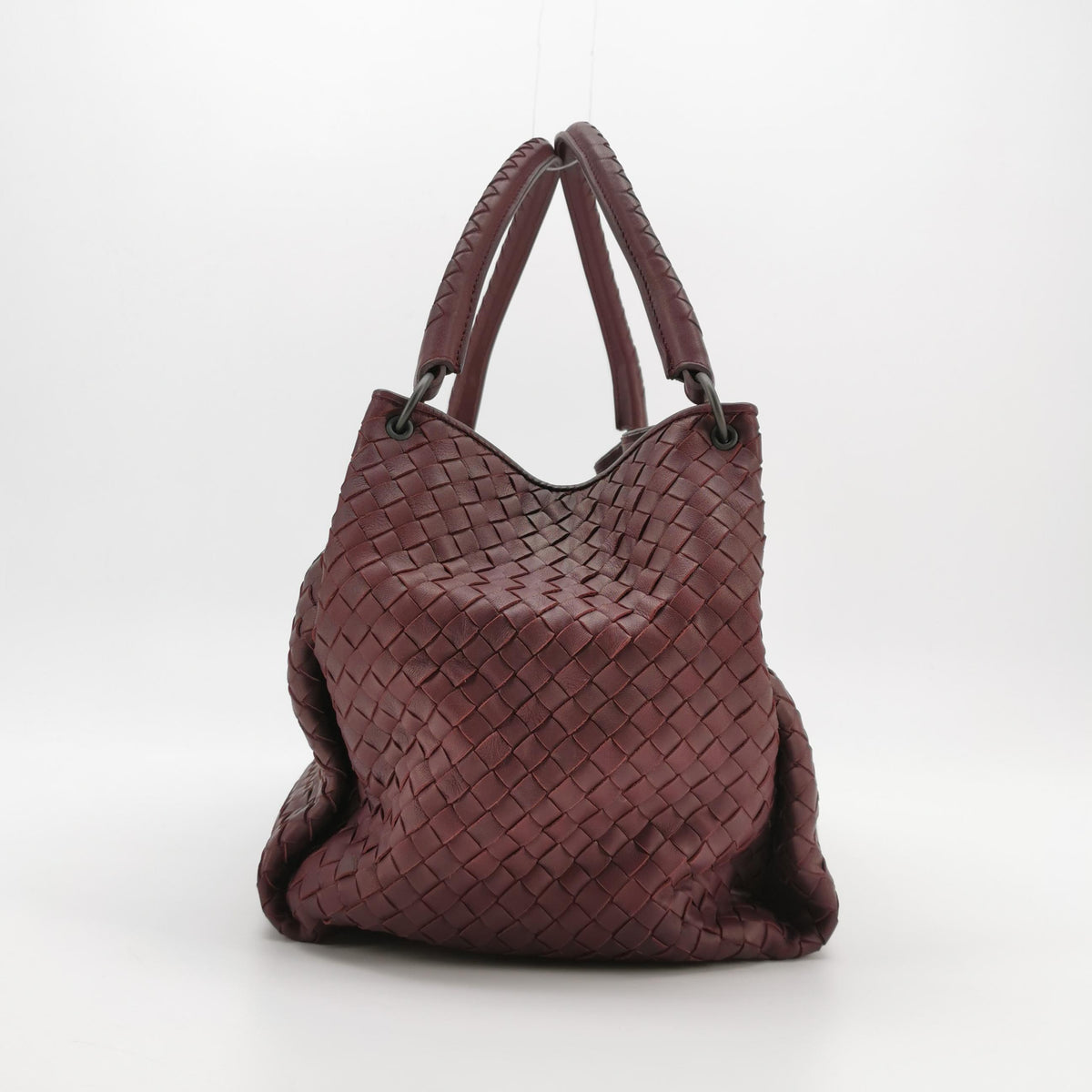 Bottega Veneta Intrecciato Shoulder Bag Burgundy