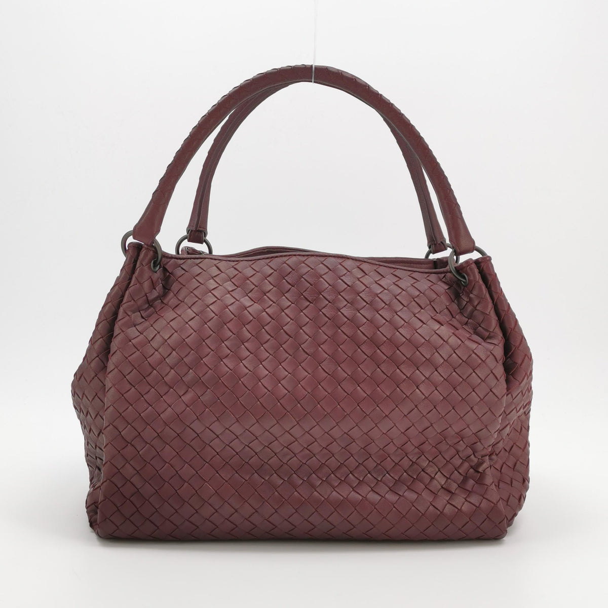 Bottega Veneta Intrecciato Shoulder Bag Burgundy