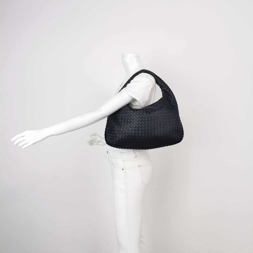 Bottega Veneta Intrecciato Hobo Shoulder Bag Small Dark Blue