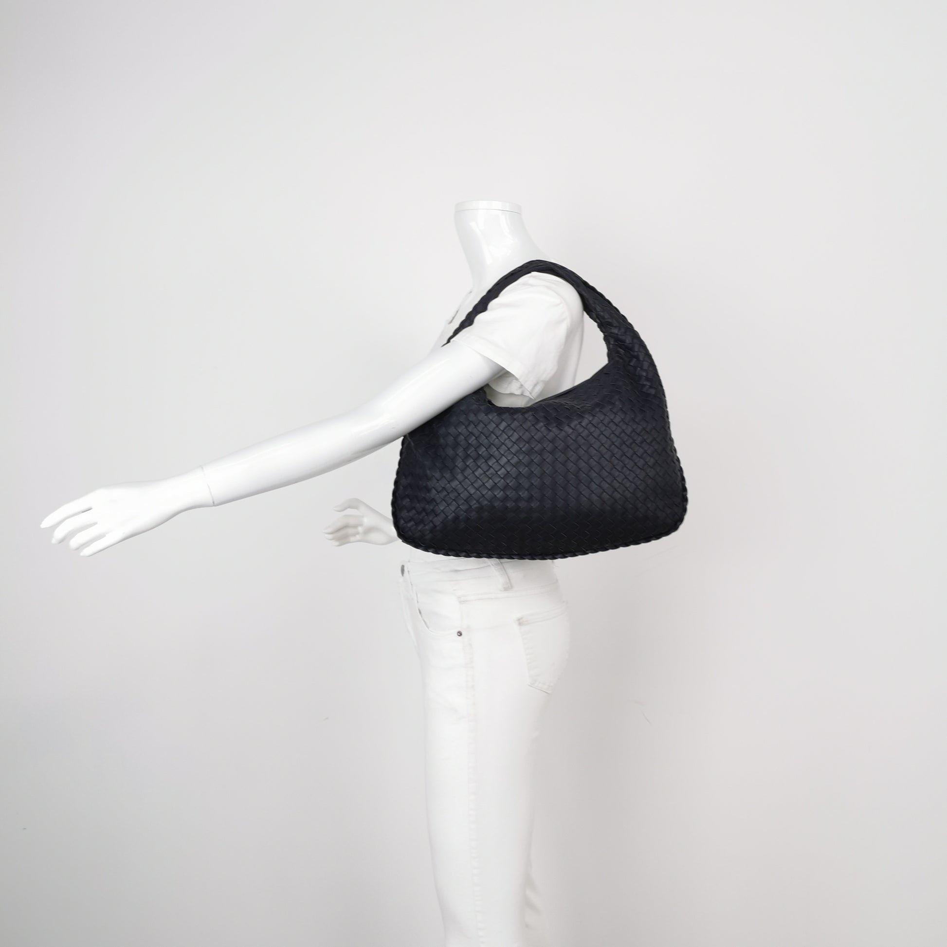 Bottega Veneta Intrecciato Hobo Shoulder Bag Small Dark Blue