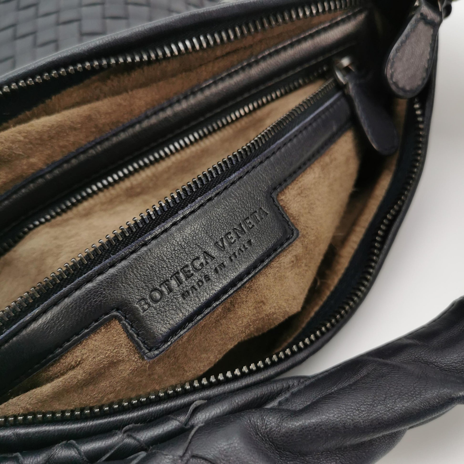 Bottega Veneta Intrecciato Hobo Shoulder Bag Small Dark Blue