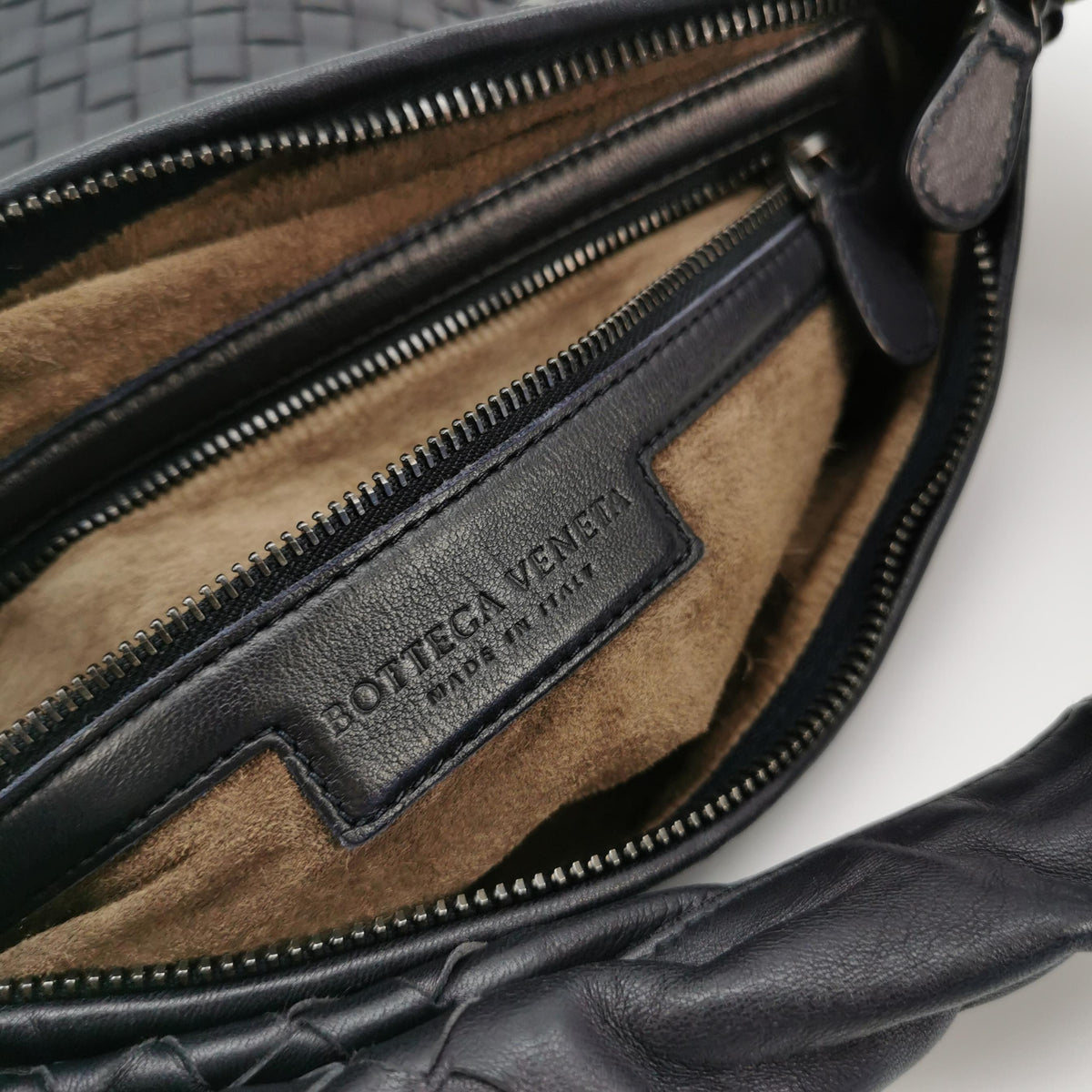 Bottega Veneta Intrecciato Hobo Shoulder Bag Small Dark Blue