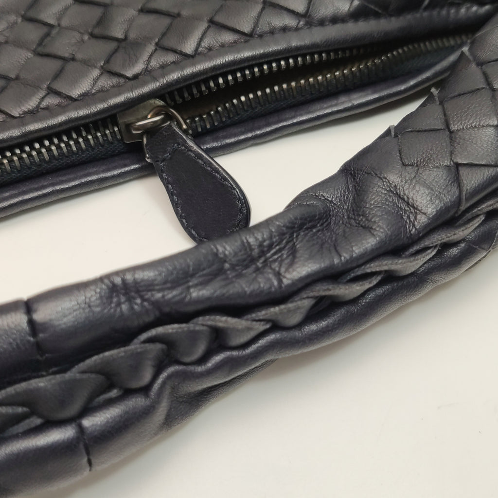 Bottega Veneta Intrecciato Hobo Shoulder Bag Small Dark Blue