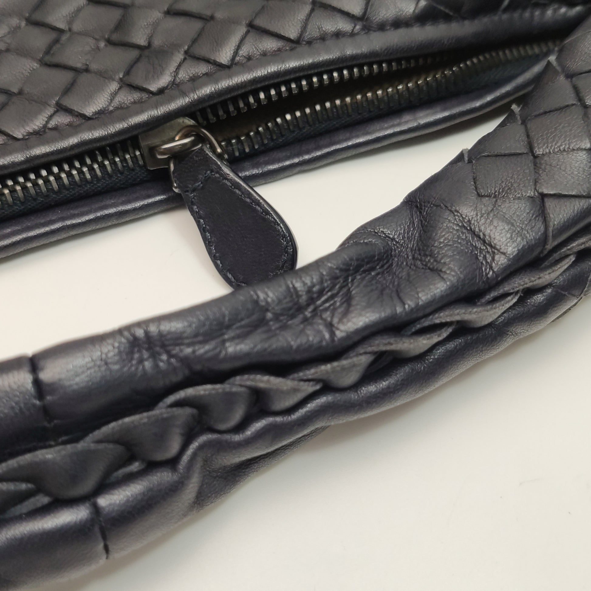 Bottega Veneta Intrecciato Hobo Shoulder Bag Small Dark Blue