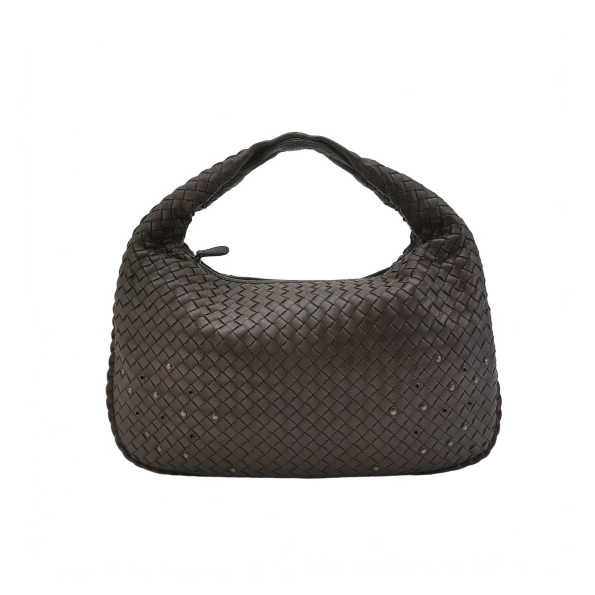 Bottega Veneta Intrecciato Hobo Eyelets Dark Brown