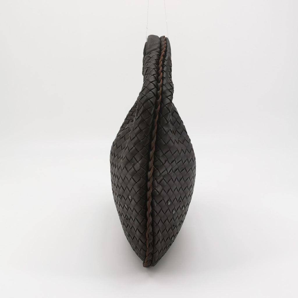 Bottega Veneta Intrecciato Hobo Eyelets Dark Brown