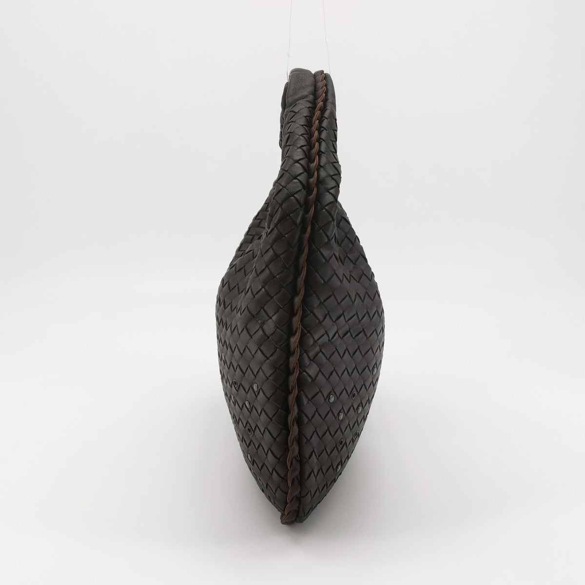 Bottega Veneta Intrecciato Hobo Eyelets Dark Brown