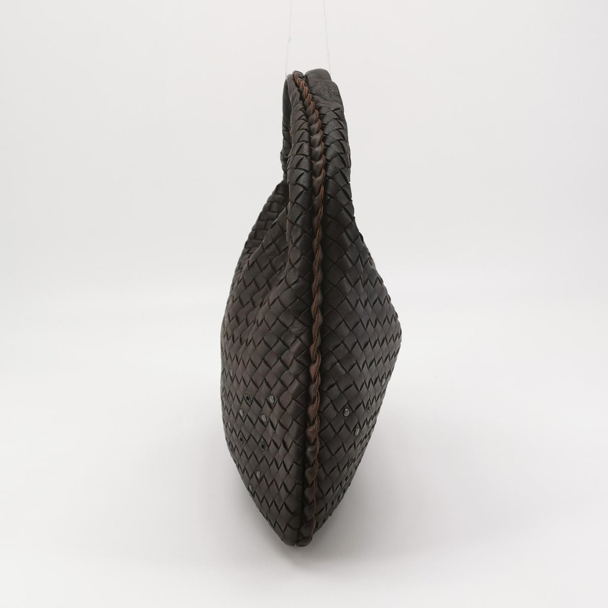 Bottega Veneta Intrecciato Hobo Eyelets Dark Brown