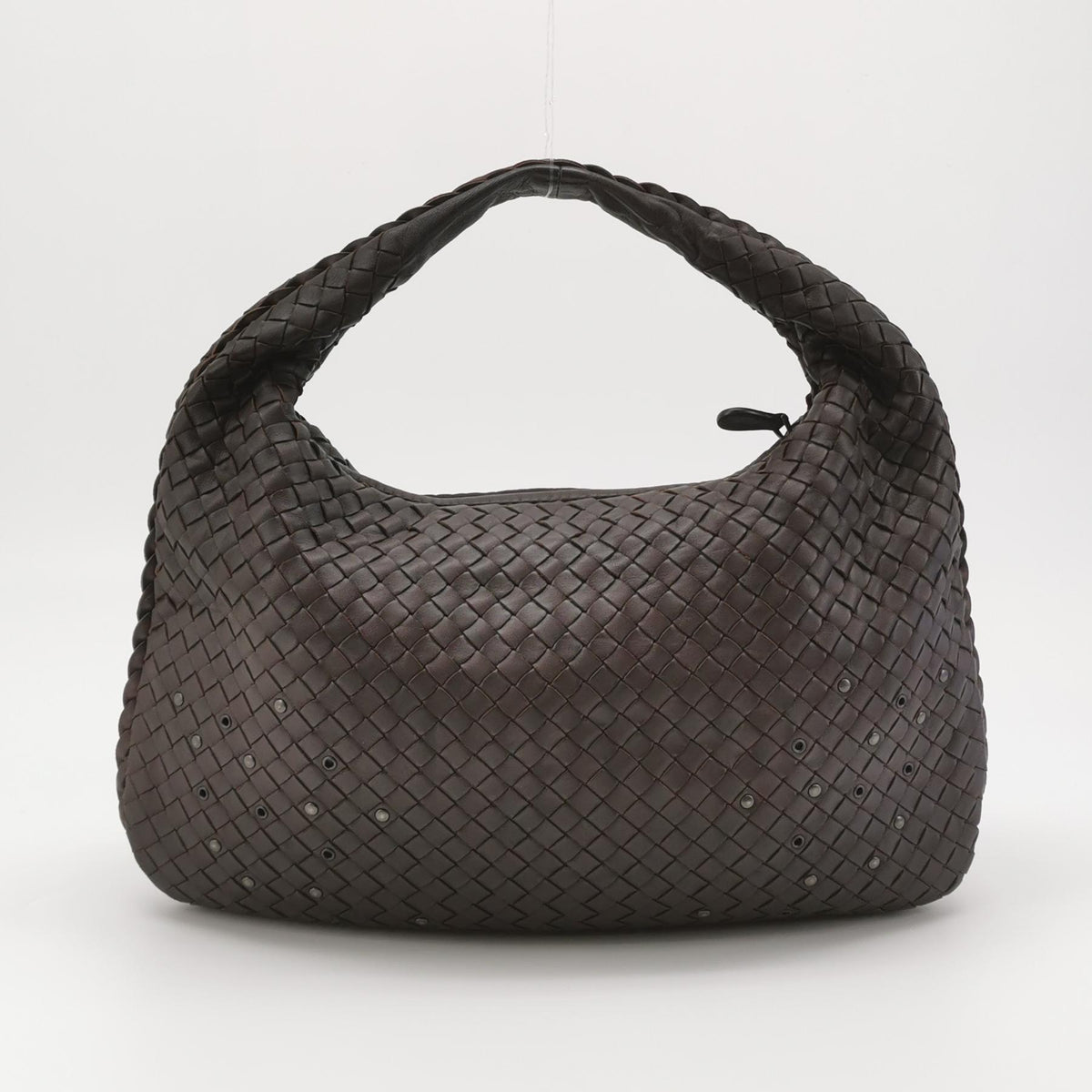 Bottega Veneta Intrecciato Hobo Eyelets Dark Brown