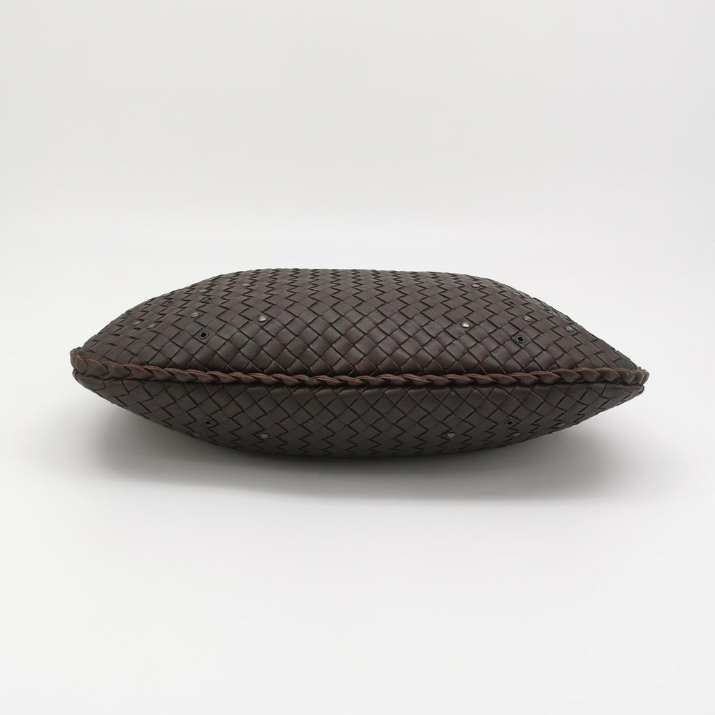 Bottega Veneta Intrecciato Hobo Eyelets Dark Brown