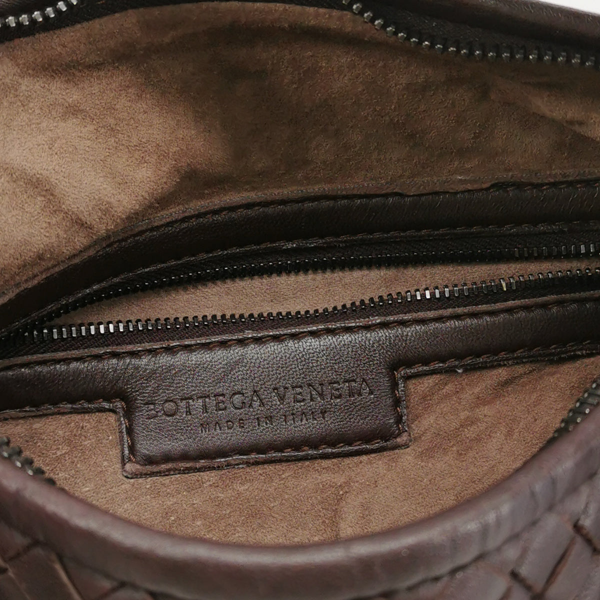 Bottega Veneta Intrecciato Hobo Eyelets Dark Brown