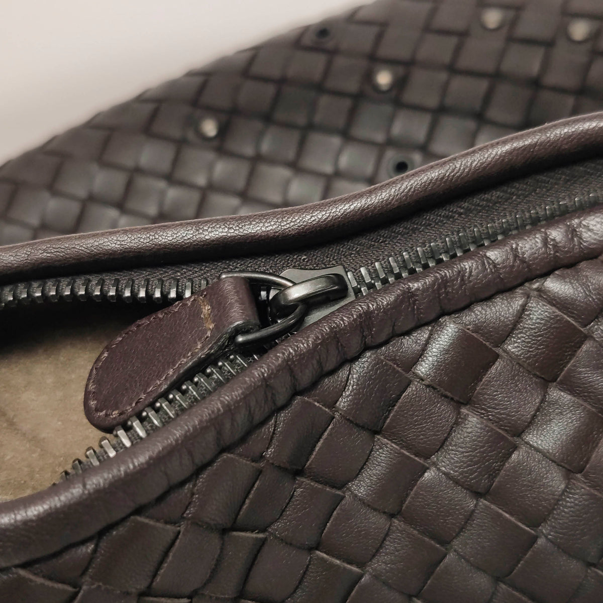 Bottega Veneta Intrecciato Hobo Eyelets Dark Brown