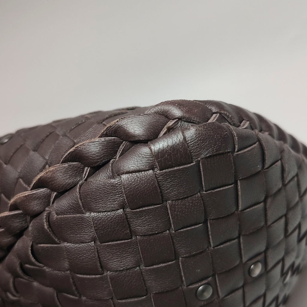 Bottega Veneta Intrecciato Hobo Eyelets Dark Brown
