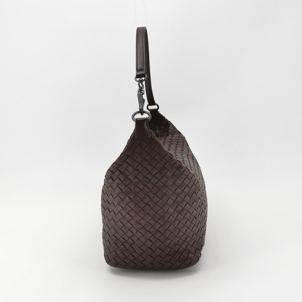 Bottega Veneta Intrecciato Shoulder Bag Burgundy