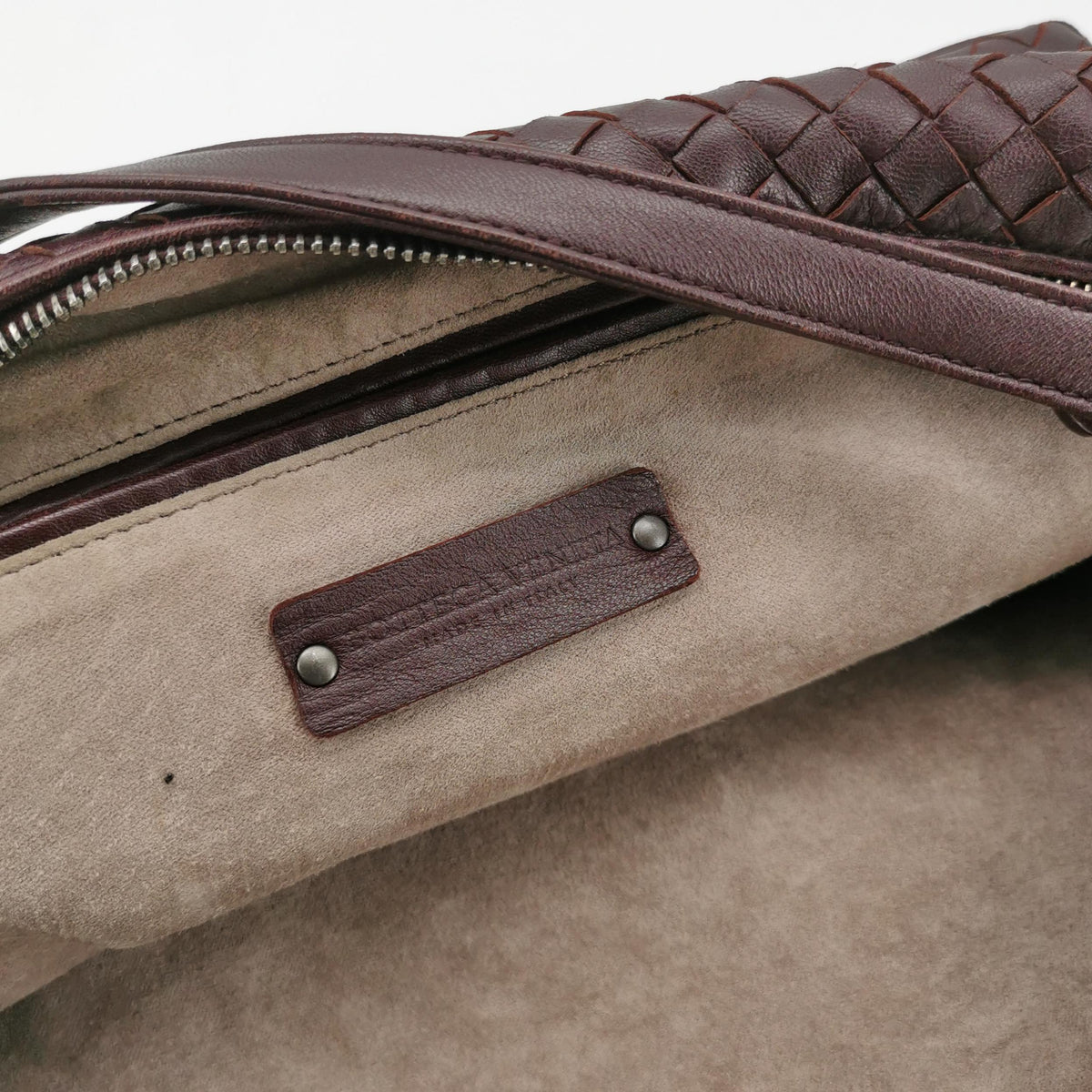 Bottega Veneta Intrecciato Shoulder Bag Burgundy