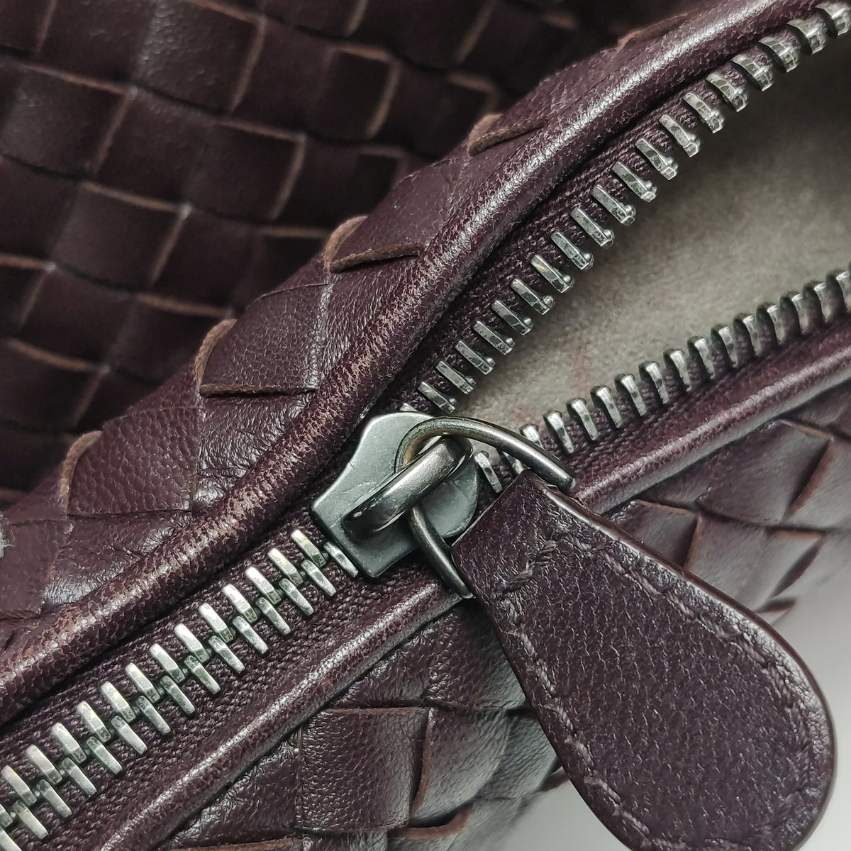 Bottega Veneta Intrecciato Shoulder Bag Burgundy