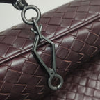 Bottega Veneta Intrecciato Shoulder Bag Burgundy