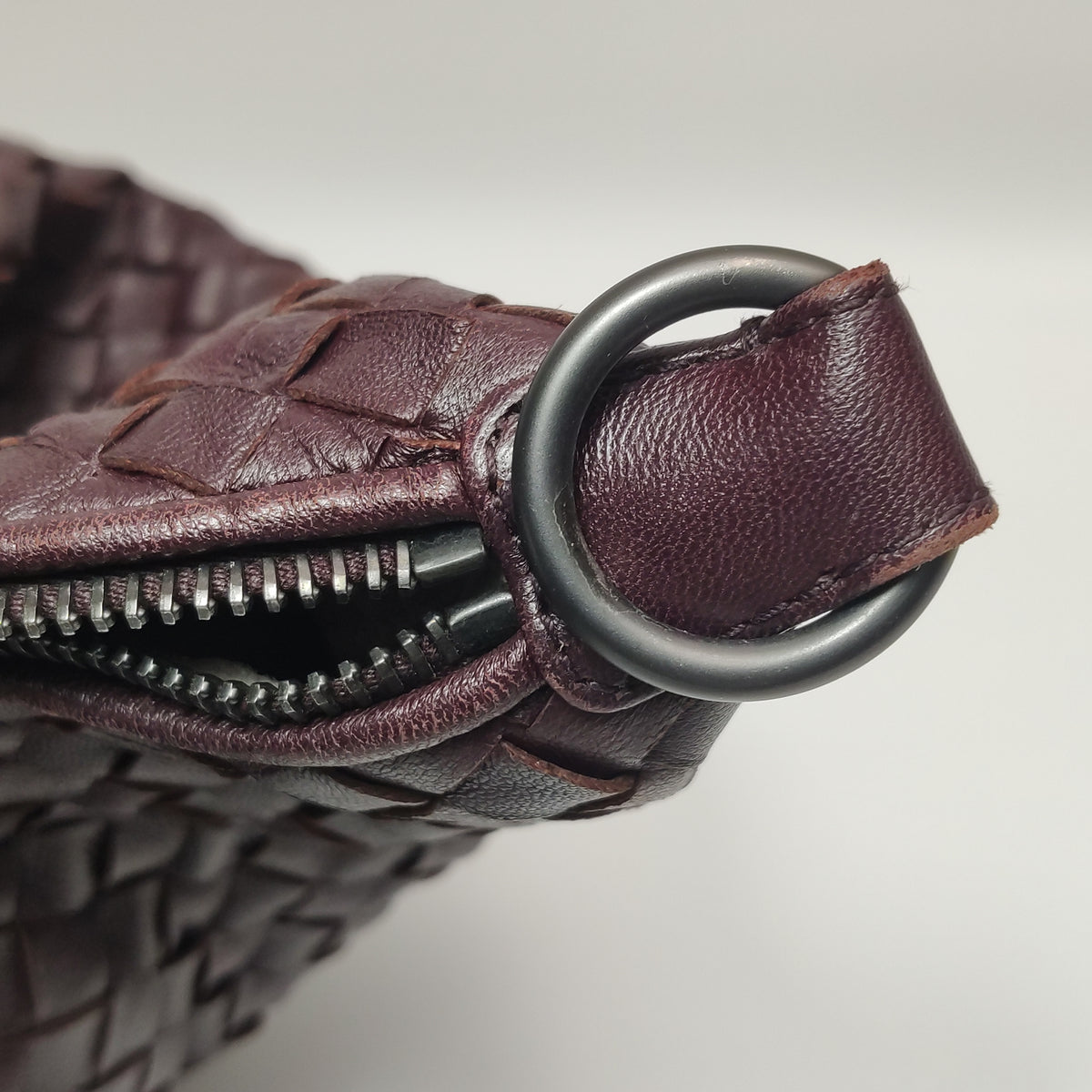 Bottega Veneta Intrecciato Shoulder Bag Burgundy