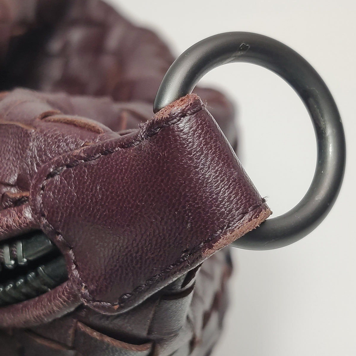 Bottega Veneta Intrecciato Shoulder Bag Burgundy