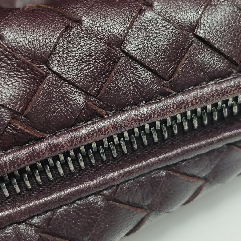 Bottega Veneta Intrecciato Shoulder Bag Burgundy