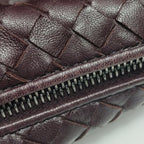 Bottega Veneta Intrecciato Shoulder Bag Burgundy
