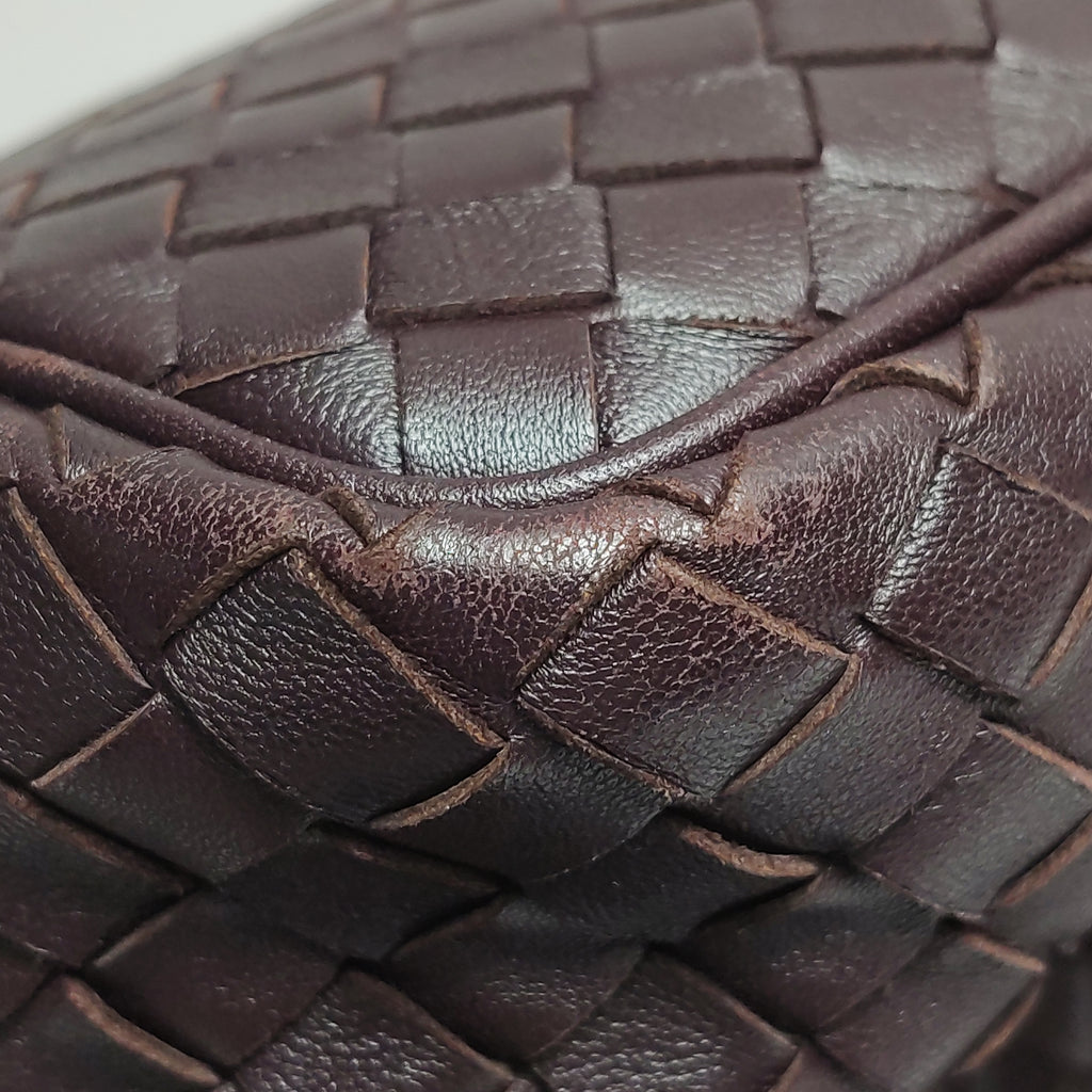 Bottega Veneta Intrecciato Shoulder Bag Burgundy