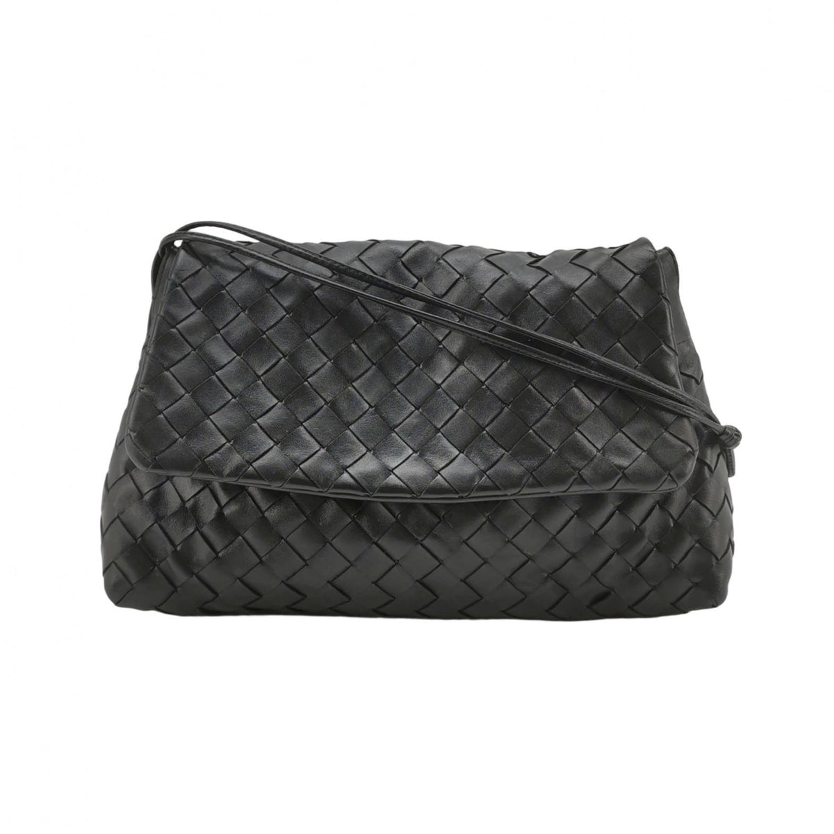 Bottega Veneta Giorno Intrecciato Flap Black