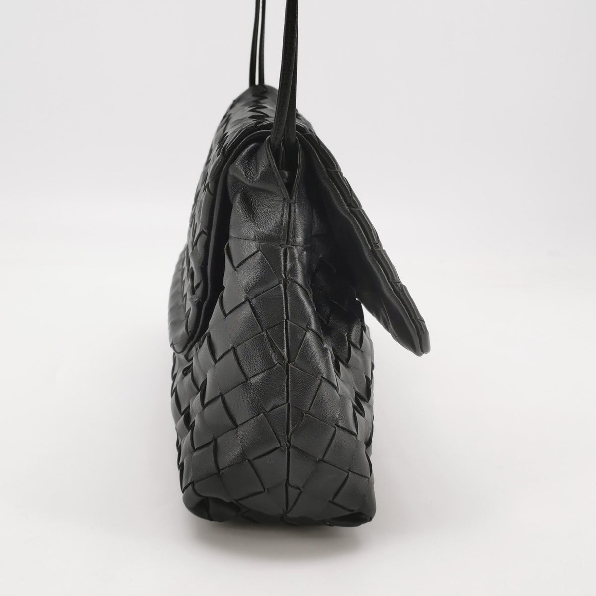 Bottega Veneta Giorno Intrecciato Flap Black