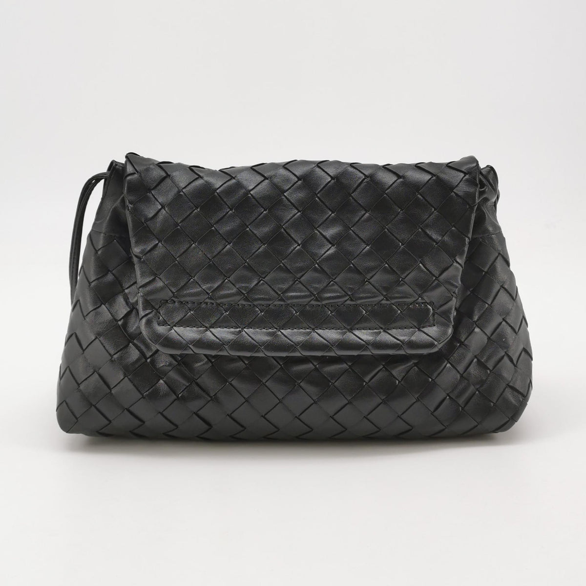 Bottega Veneta Giorno Intrecciato Flap Black