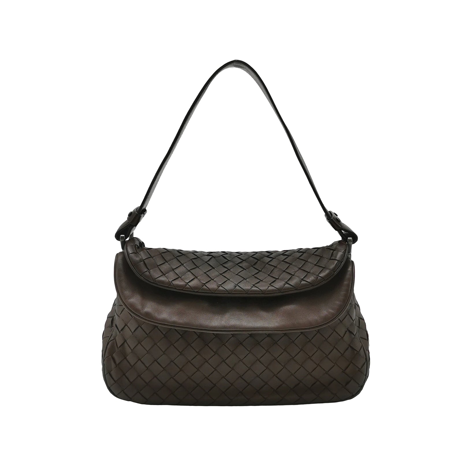 Bottega Veneta Intrecciato Double Flap Shoulder Bag