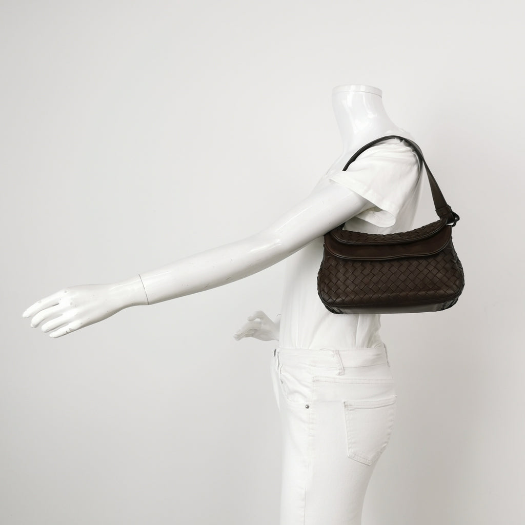 Bottega Veneta Intrecciato Double Flap Shoulder Bag