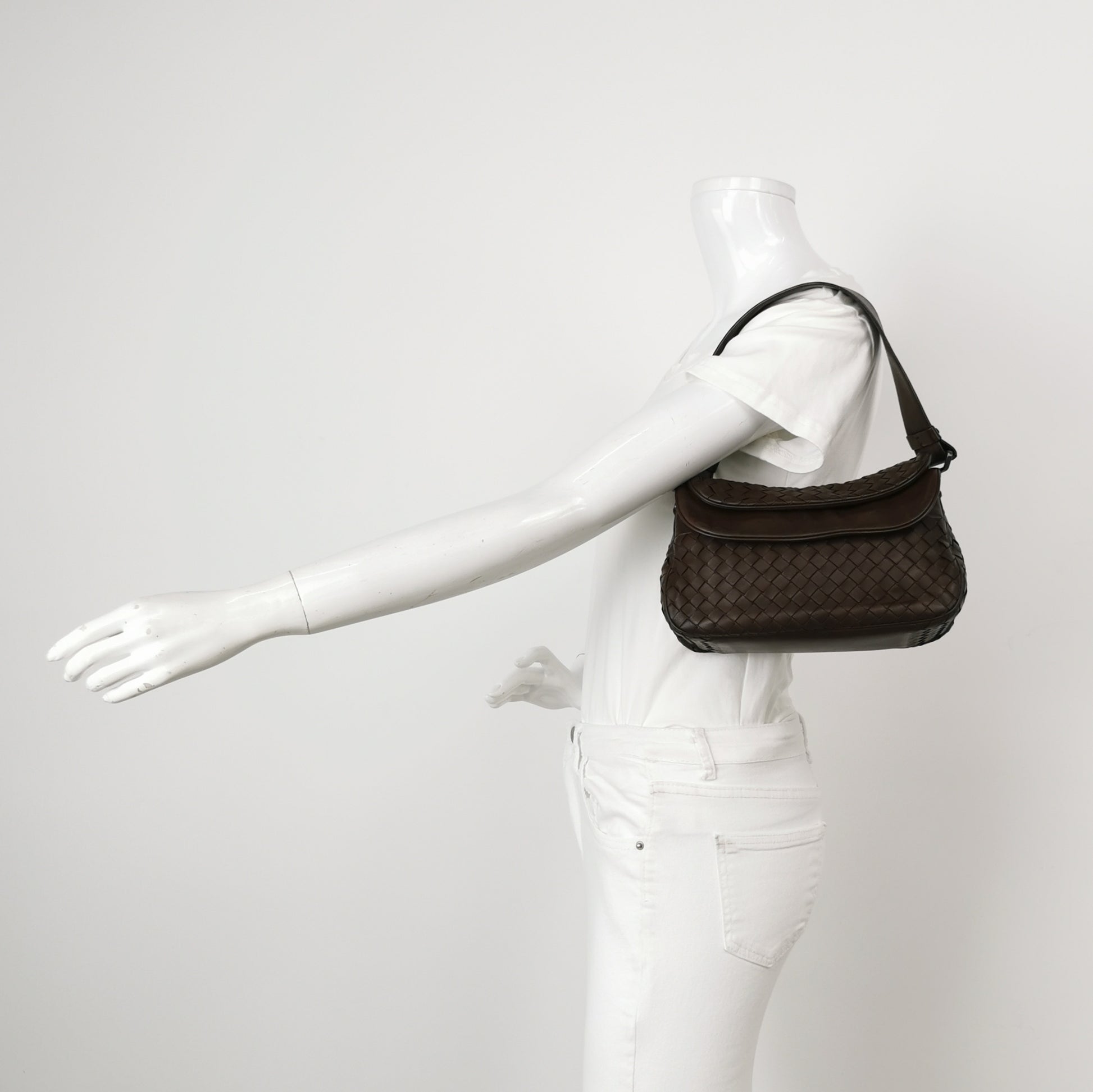 Bottega Veneta Intrecciato Double Flap Shoulder Bag