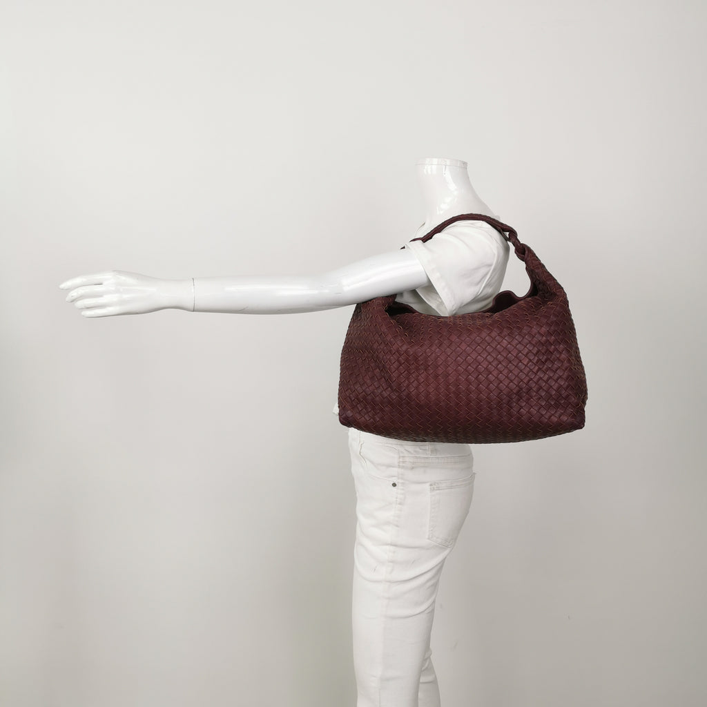 Bottega Veneta Sloane Intrecciato Hobo Burgundy