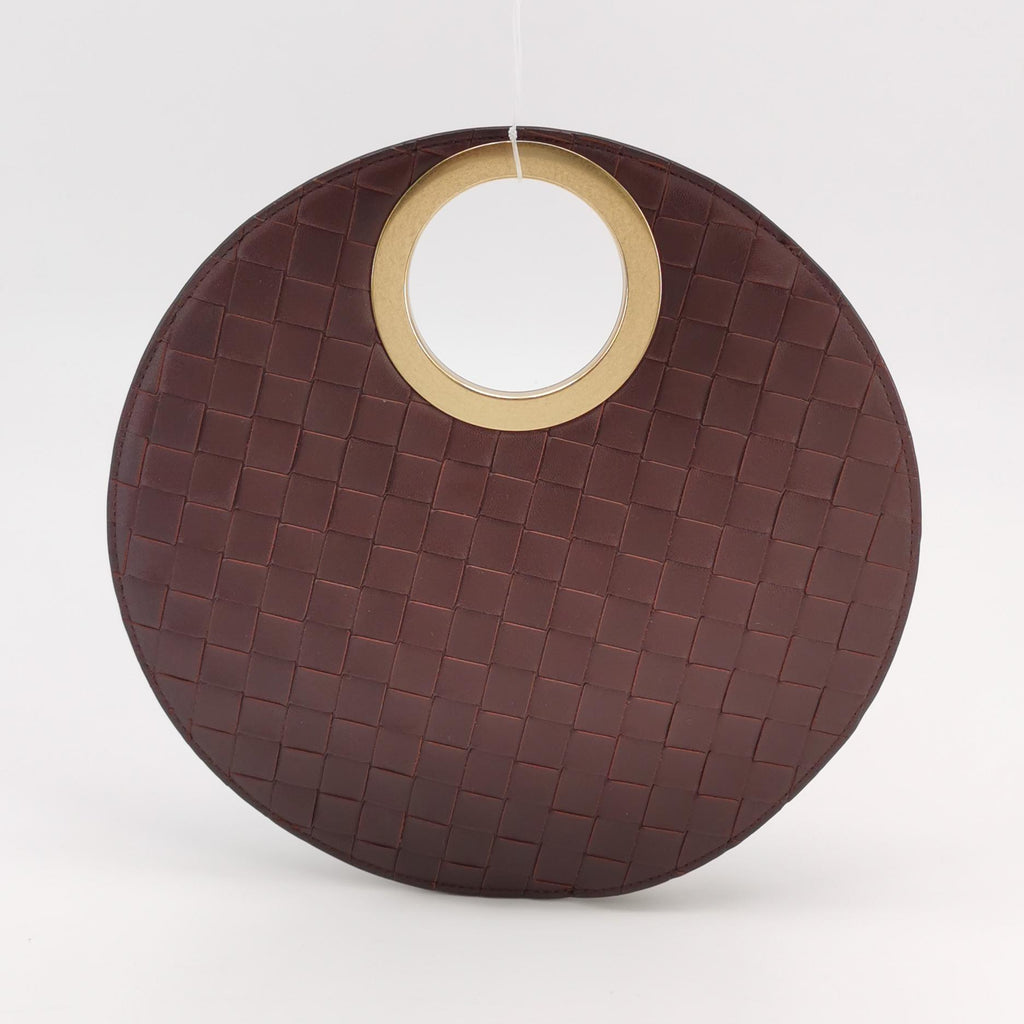 Bottega Veneta Round Rim Clutch Burdundy
