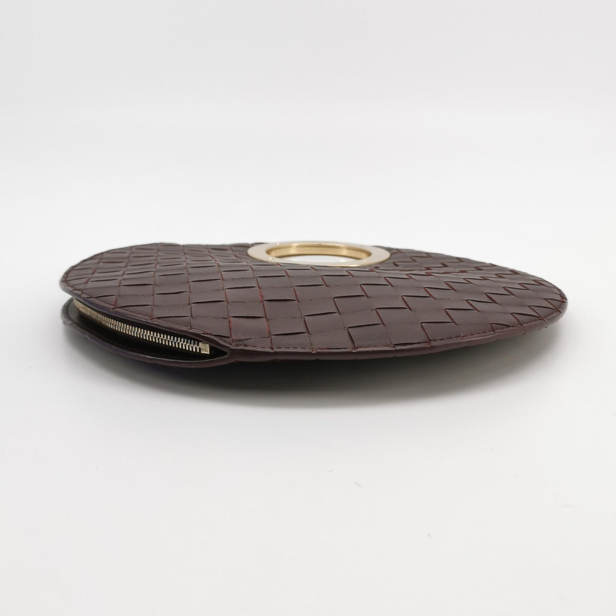 Bottega Veneta Round Rim Clutch Burdundy
