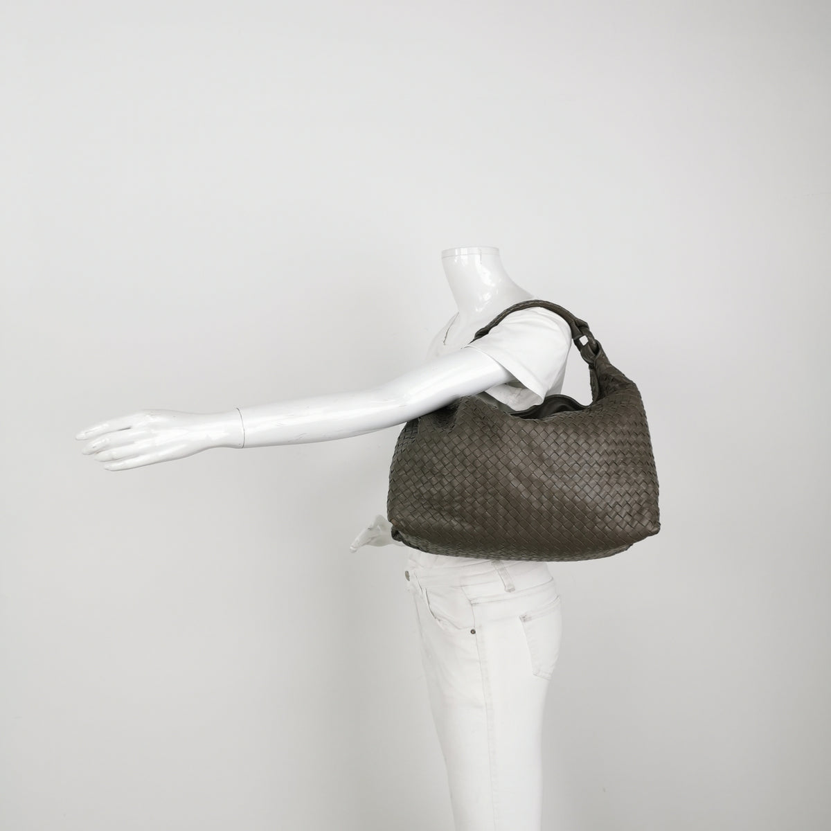 Bottega Veneta Intrecciato Sloane Shoulder Bag Gray