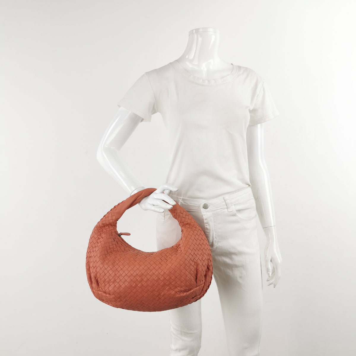 Bottega Veneta Intrecciato Belly Hobo Small Salmon Peach